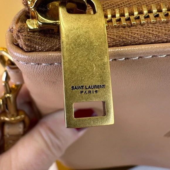 Saint Laurent Rive Gauche Zip Clutch Calfskin Camel NWOT COA - Picture 3 of 14